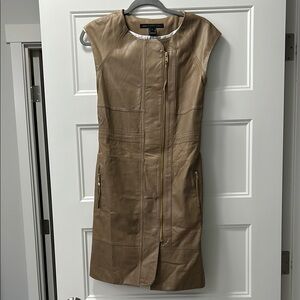 Tan Leather Sleeveless Jacket